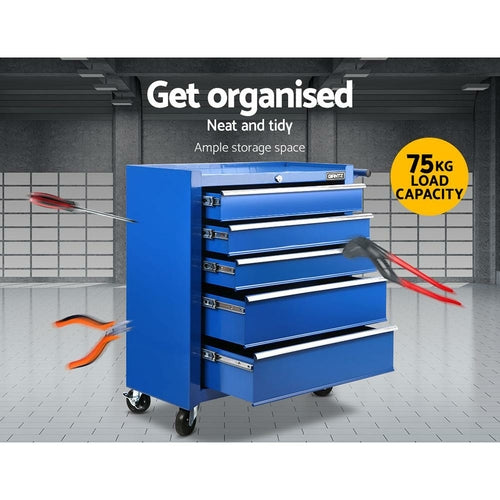 Giantz 5 Drawer Tool Box Cabinet Chest Trolley Box Garage Storage